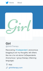 twitter profile @girlintherapy